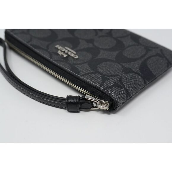 Coach Corner Zip Wristlet Signature Pearlized Coated Canvas Metallic Leather - Picture 8 of 8